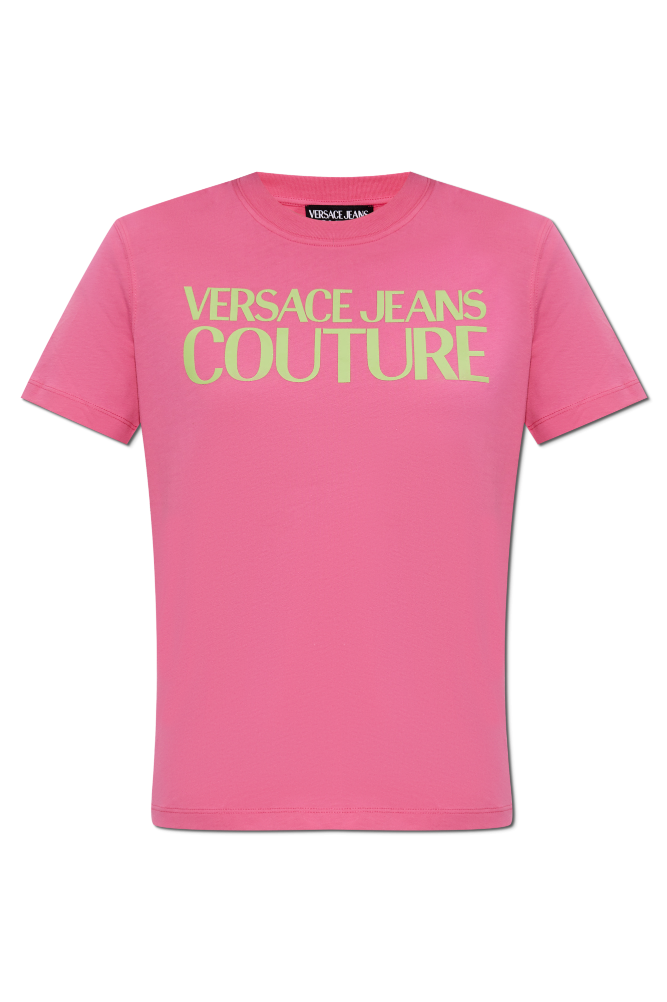Pink T-shirt with printed logo Versace Jeans Couture